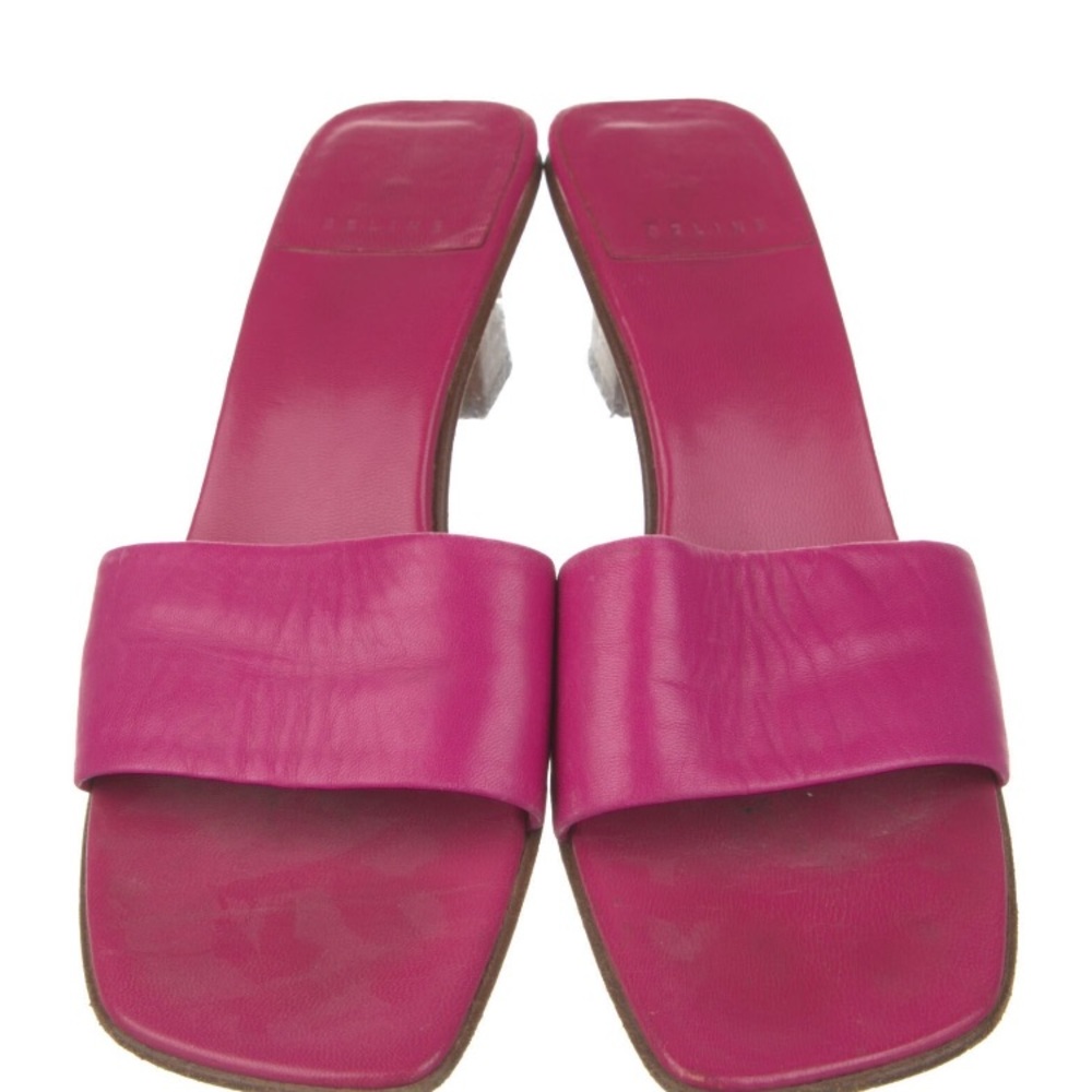 Celine Leather Block Heeled Slides - image 1